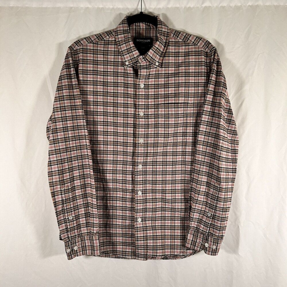 Bonobos Shirt Men's Medium Multicolor Plaid Button Up Long Sleeve Stretch Cotton